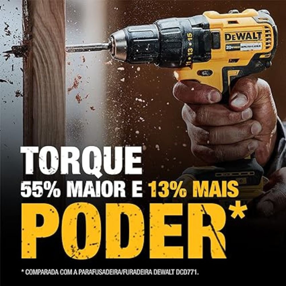 Furadeira e Parafusadeira de Impacto Brushless 1/2" 20V DeWalt DCD7781D2 com 2 Baterias, Carregador e Maleta