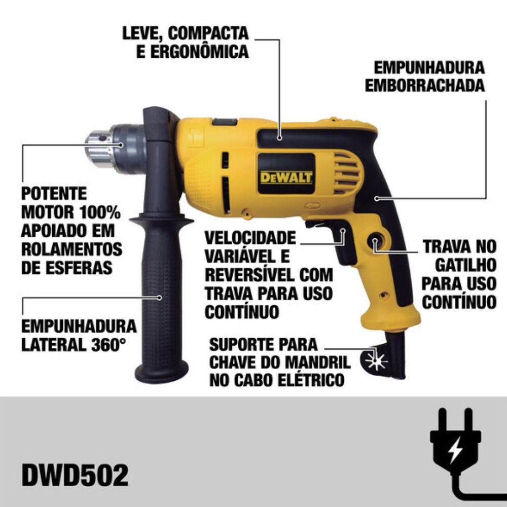 Recursos da furadeira DeWalt DWD502