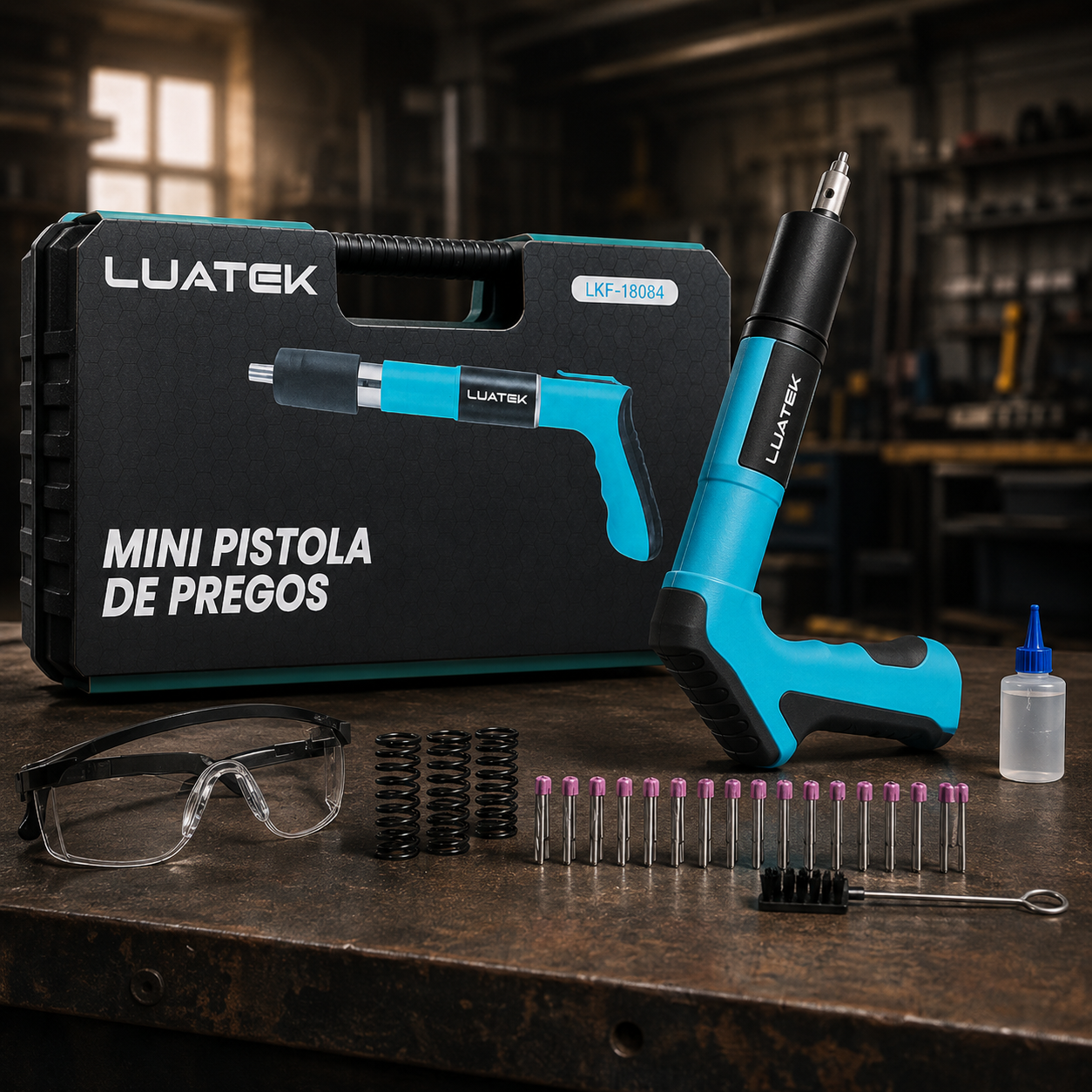 Pistola para Fixação de Rebites e Pregos Portátil- Luatek