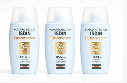 Kit com 3 unidades Isdin fusion water 5 Stars 50ml