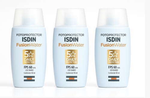 Kit com 3 unidades Isdin fusion water 5 Stars 50ml