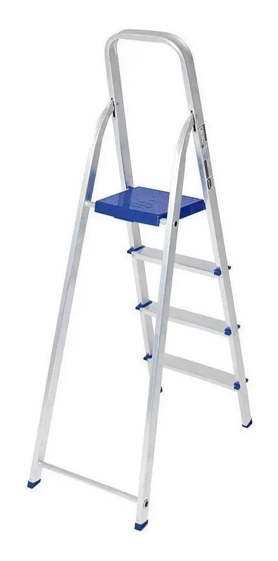 Escada Alumínio 4 Degraus MOR Prateado/Azul