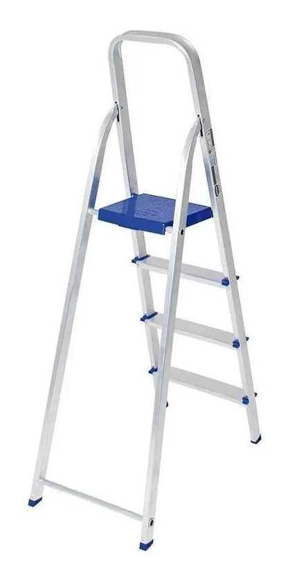 Escada Alumínio 4 Degraus MOR Prateado/Azul