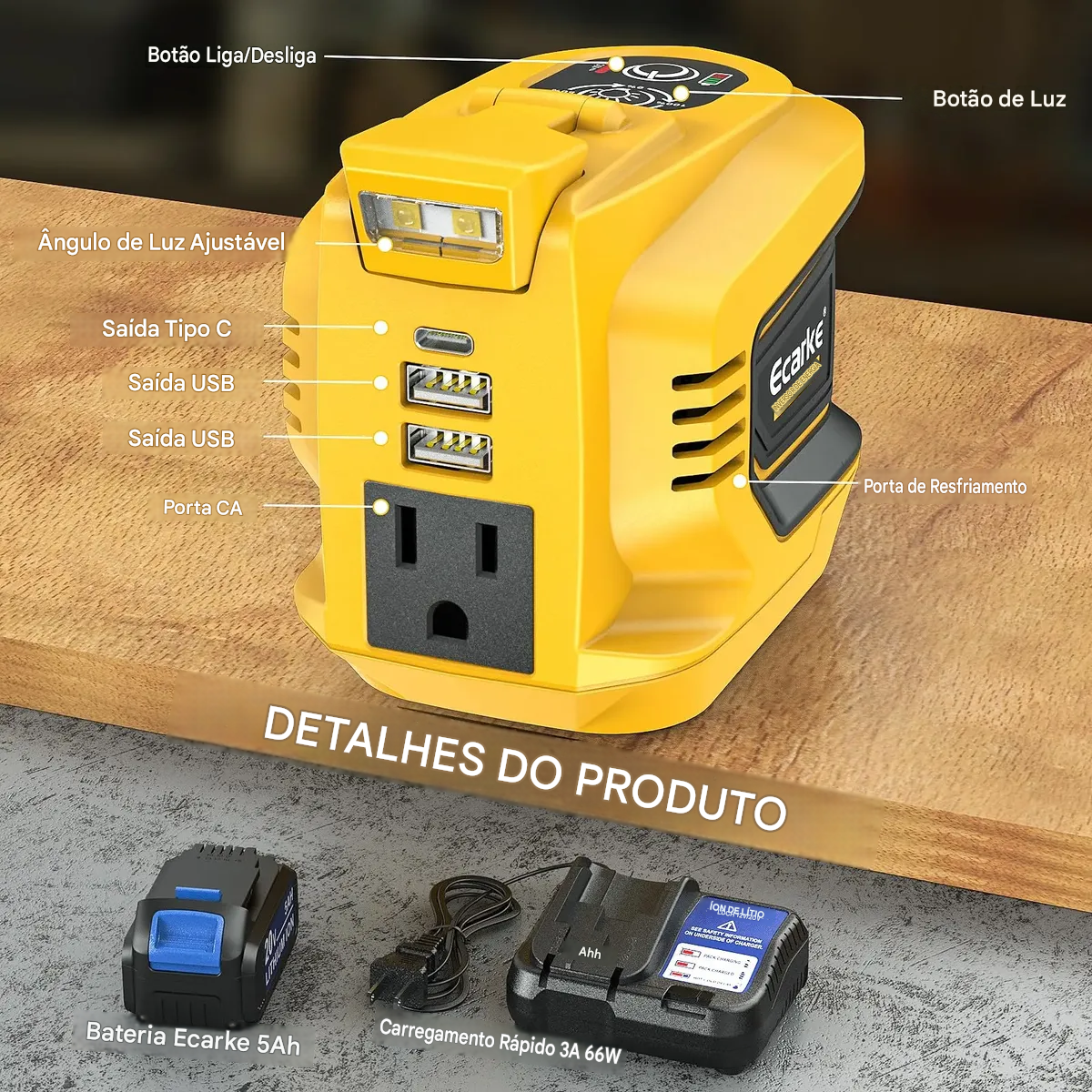 Inversor de Energia Portátil Ecarke 200W