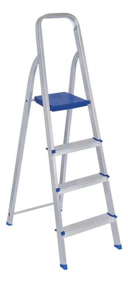 Escada Alumínio 4 Degraus MOR Prateado/Azul