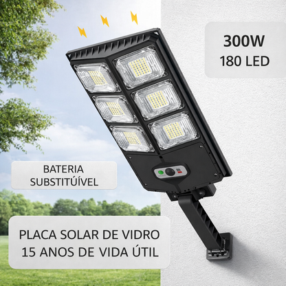 Luminária Solar 300W Externa com Sensor e Controle Remoto