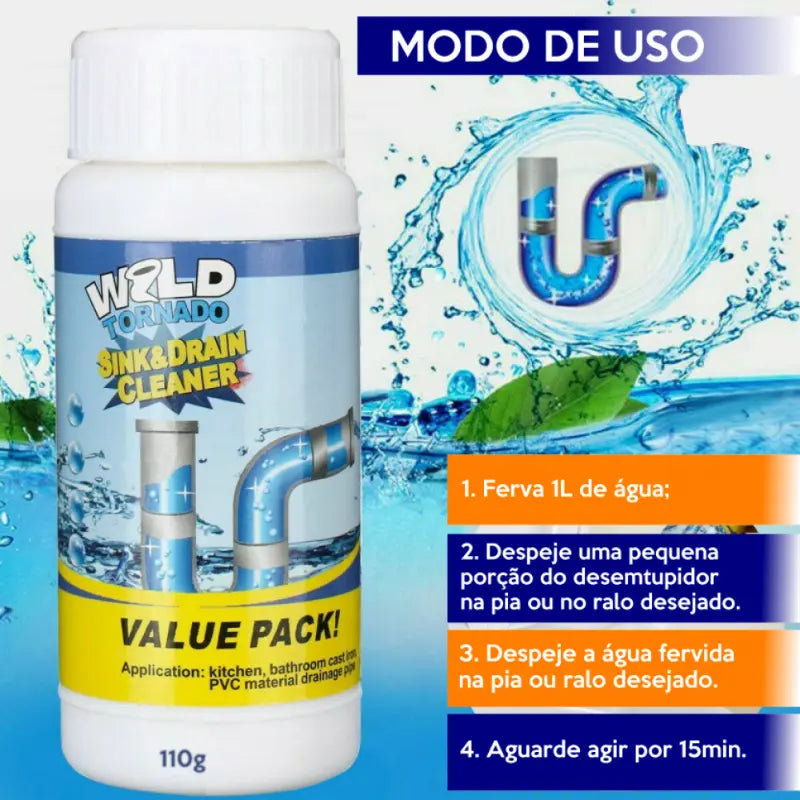 Poderoso Desentupidor de Pias e Ralos Wild Tornado