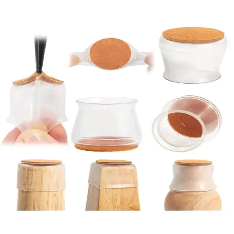 Protetores de Silicone para Pés de Cadeira com Feltro