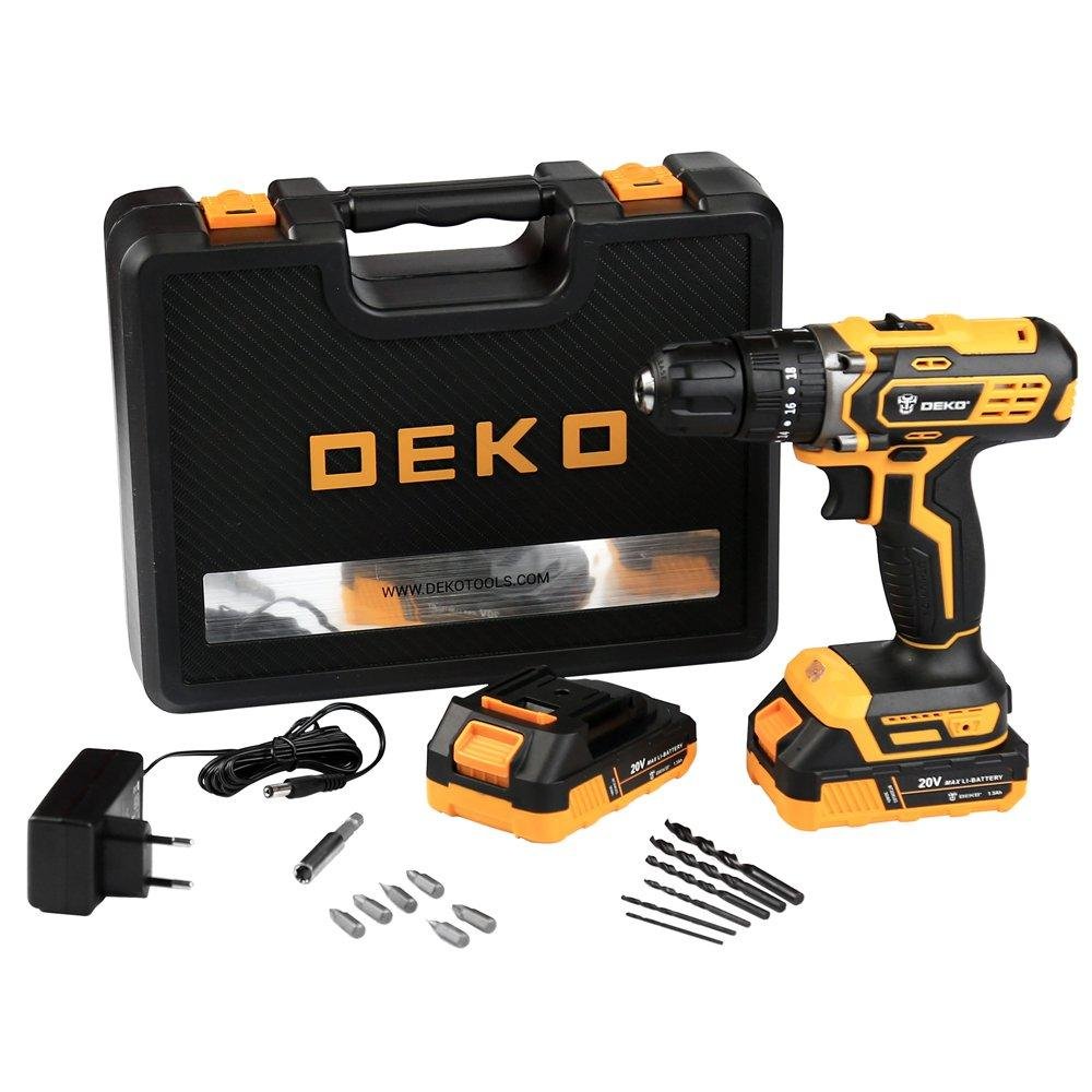 Kit furadeira e parafusadeira Deko 20V com maleta e acessórios